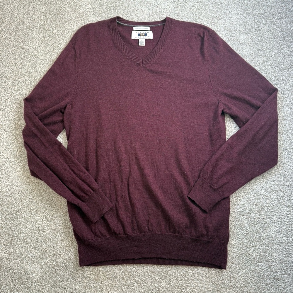 Joseph Abboud Maroon V Neck Sweater Size L